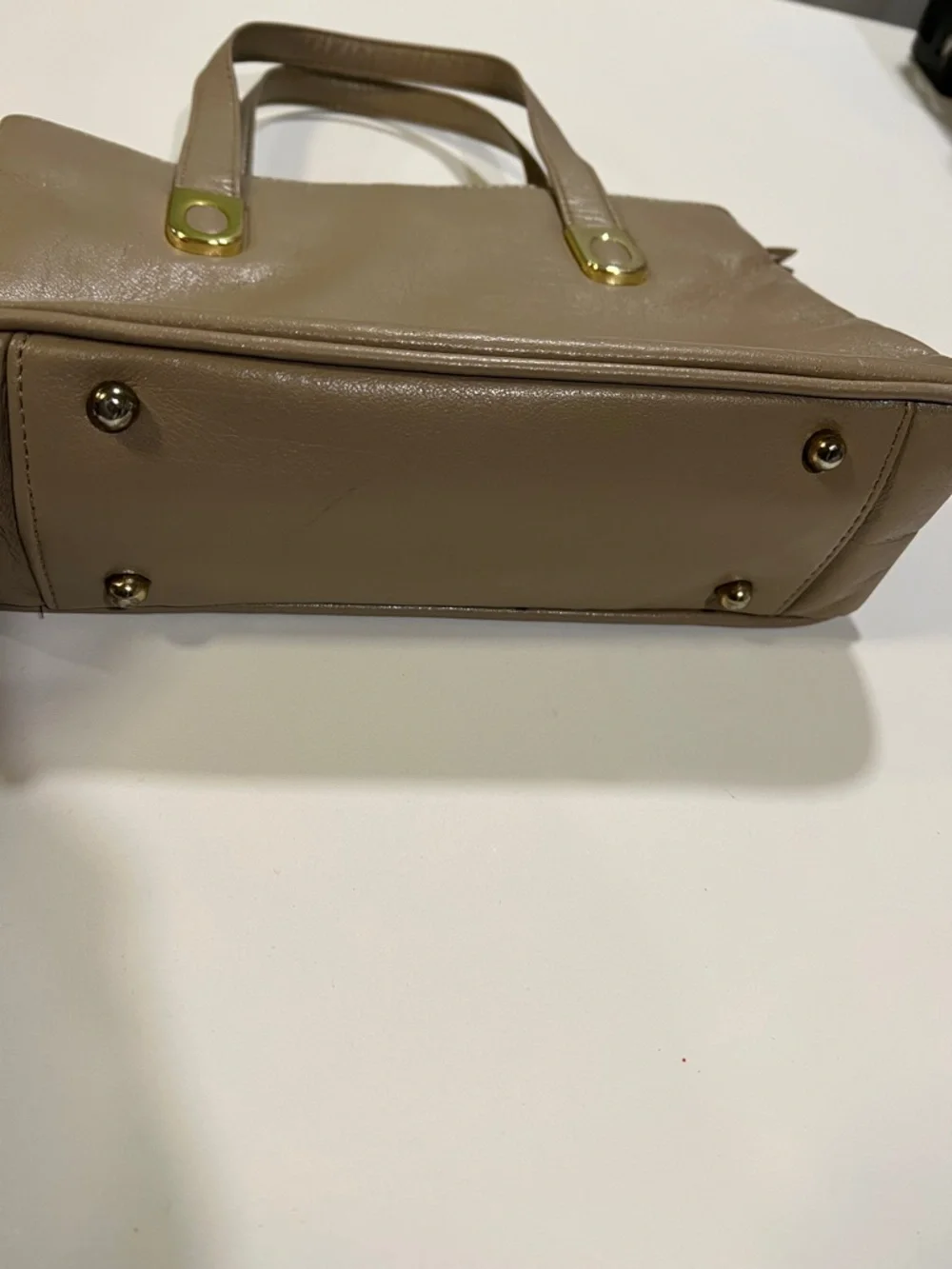 Ganson‎ - 80s/90s Top-Handle Tote Bag in Taupe Beige